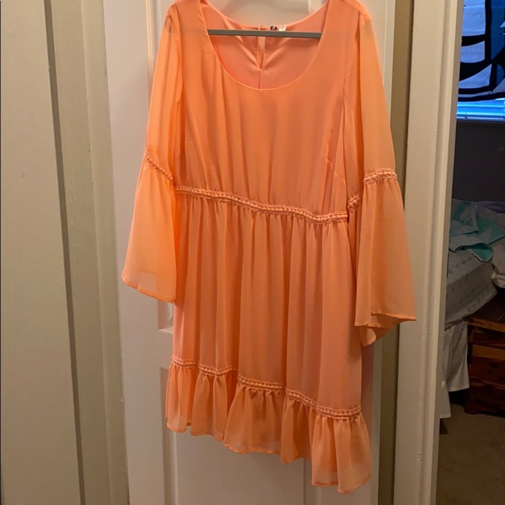 Peach Bell Sleeved Dress - Picture 1 of 3